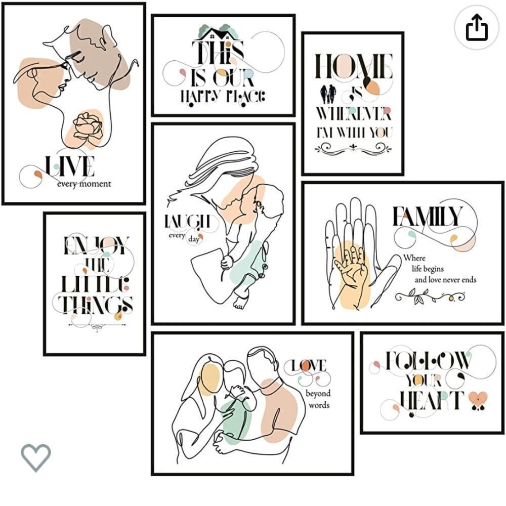 NEW Sealed Great ART Poster Set Familiy 8 Modern Collage Decoration Life Quotes